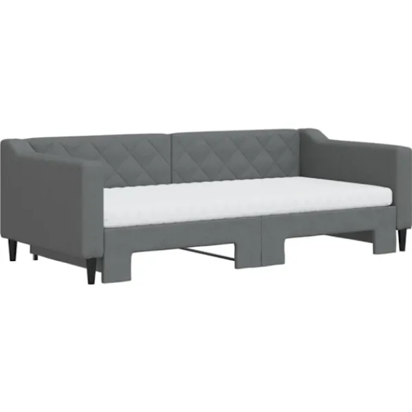 vidaXL Soffor>Dagbädd med extrabädd och madrasser mörkgrå 90x190 cm tyg