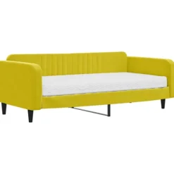 vidaXL Soffor>Dagbädd med madrass gul 100x200 cm sammet