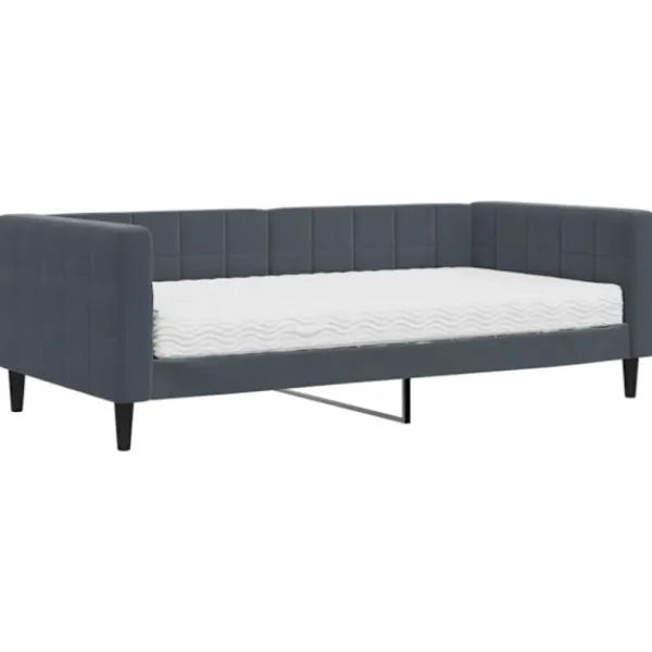 vidaXL Soffor>Dagbädd med madrass mörkgrå 90x190 cm sammet