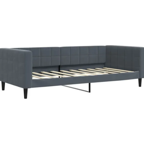 vidaXL Soffor>Dagbädd med madrass mörkgrå 90x190 cm sammet