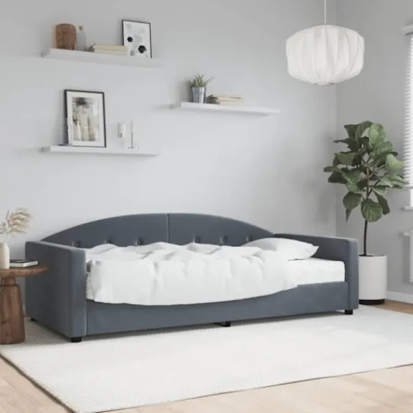 vidaXL Soffor>Dagbädd med madrass mörkgrå 90x190 cm sammet