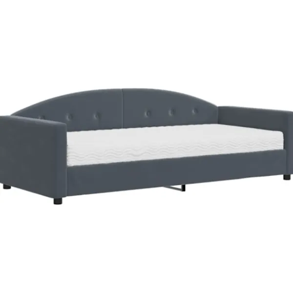 vidaXL Soffor>Dagbädd med madrass mörkgrå 90x190 cm sammet