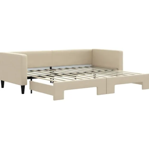 vidaXL Soffor>Dagbädd utdragbar gräddvit 80x200 cm tyg