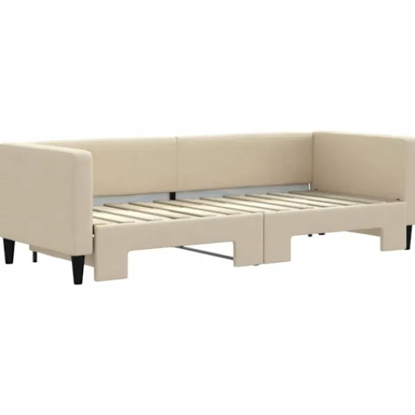 vidaXL Soffor>Dagbädd utdragbar gräddvit 80x200 cm tyg