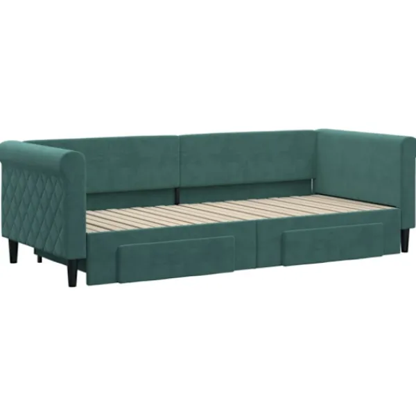 vidaXL Soffor>Dagbädd utdragbar med lådor mörkgrön 80x200 cm sammet