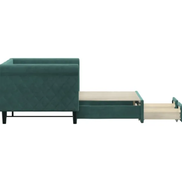 vidaXL Soffor>Dagbädd utdragbar med lådor mörkgrön 80x200 cm sammet
