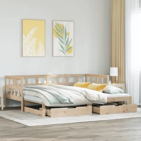 vidaXL Soffor>Dagbädd utdragbar med lådor utan madrass 90x200 cm