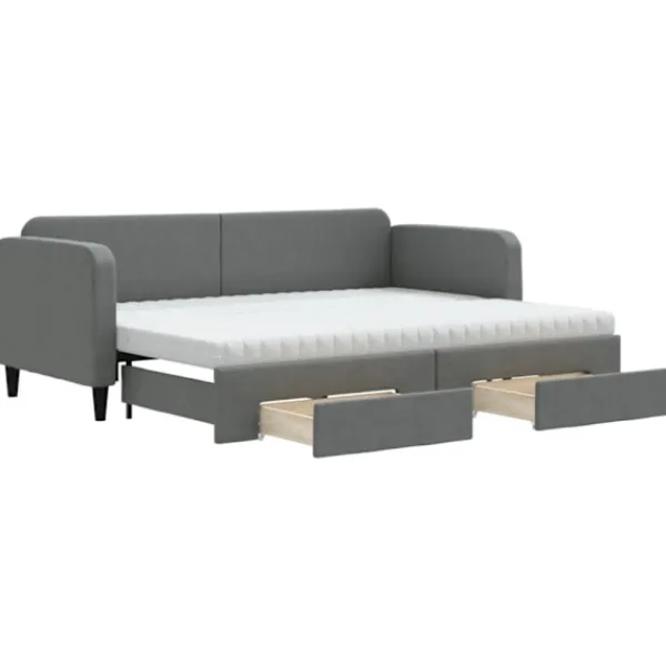 vidaXL Soffor>Dagbädd utdragbar med lådor mörkgrå 80x200 cm tyg