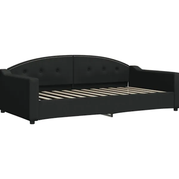 vidaXL Soffor>Dagbädd utdragbar med lådor svart 100x200 cm tyg