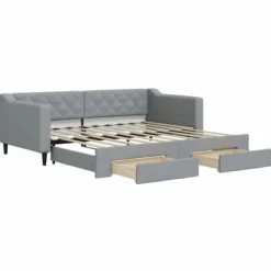 vidaXL Soffor>Dagbädd utdragbar med lådor ljusgrå 90x190 cm tyg