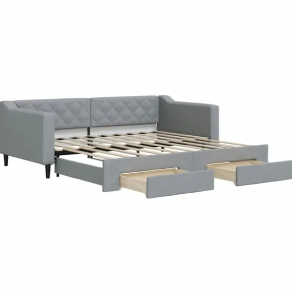 vidaXL Soffor>Dagbädd utdragbar med lådor ljusgrå 90x190 cm tyg