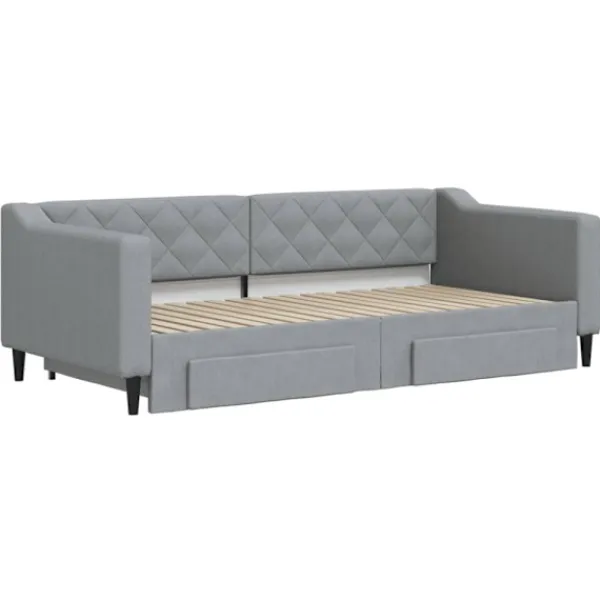 vidaXL Soffor>Dagbädd utdragbar med lådor ljusgrå 90x190 cm tyg