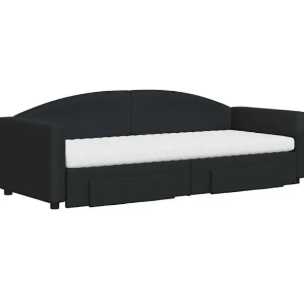 vidaXL Soffor>Dagbädd utdragbar med lådor svart 80x200 cm tyg