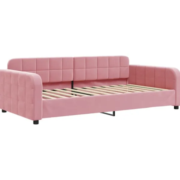 vidaXL Soffor>Dagbädd utdragbar och madrasser rosa 100x200 cm sammet