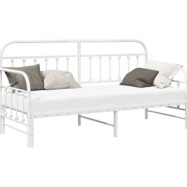 vidaXL Soffor>Dagbäddram Vit 80 x 200 cm Pulverlackerat stål