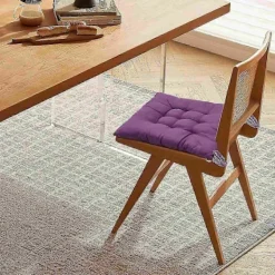 Stolar>4-delars sittdynset för matstolar, 40 x 40 cm bekväm sittdyna för matstol, köksstolsdyna med knytband (lila) - WELLNGS