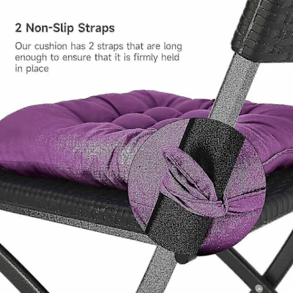 Stolar>4-delars sittdynset för matstolar, 40 x 40 cm bekväm sittdyna för matstol, köksstolsdyna med knytband (lila) - WELLNGS