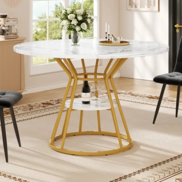 Matgrupper>5-delat matgrupp med 4 sammetsstolar & marmorbord | Runt bord 100x100x76cm | För 4 personer | Alternativ till soffbord | Svart