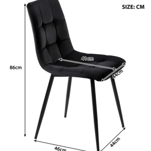 Matgrupper>5-delat matgrupp med 4 sammetsstolar & marmorbord | Runt bord 100x100x76cm | För 4 personer | Alternativ till soffbord | Svart