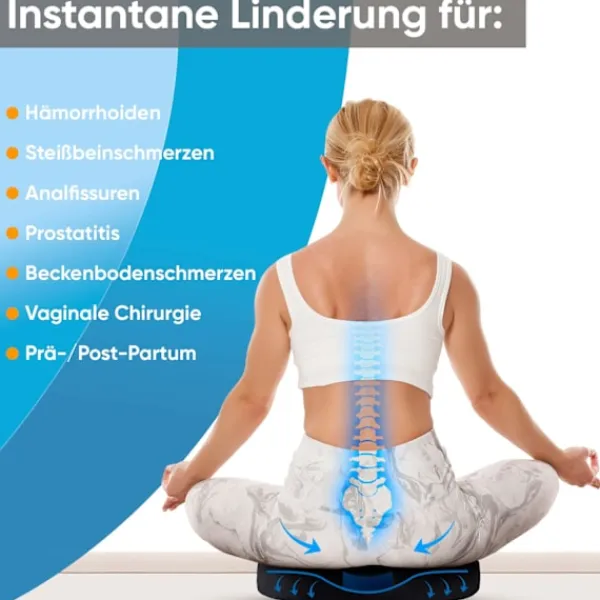 Stolar>Donutkudde för Hemorrojder - 100% Memory Foam Kuddar med Halkfri Botten - Fast Ortopedisk Sits - Smärtlindring för Svanskotan