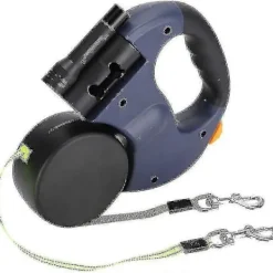 Stolar>Dubbel infällbart hundkoppel med två 3 meter långa linor 360 Trasselfritt dubbelkoppel för promenader med två hundar upp till 22,7 kg, grått