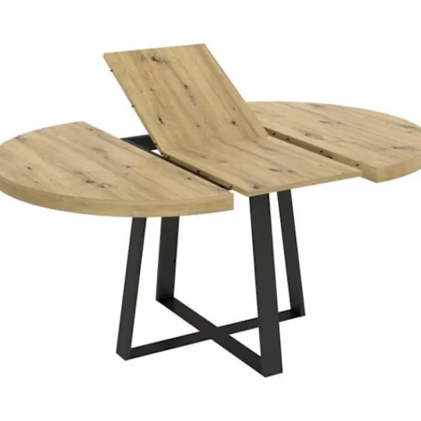 Matbord>DUNA utdragbart runt bord - 4 till 6 personer - dor - L110 x D110/152 x H77 cm