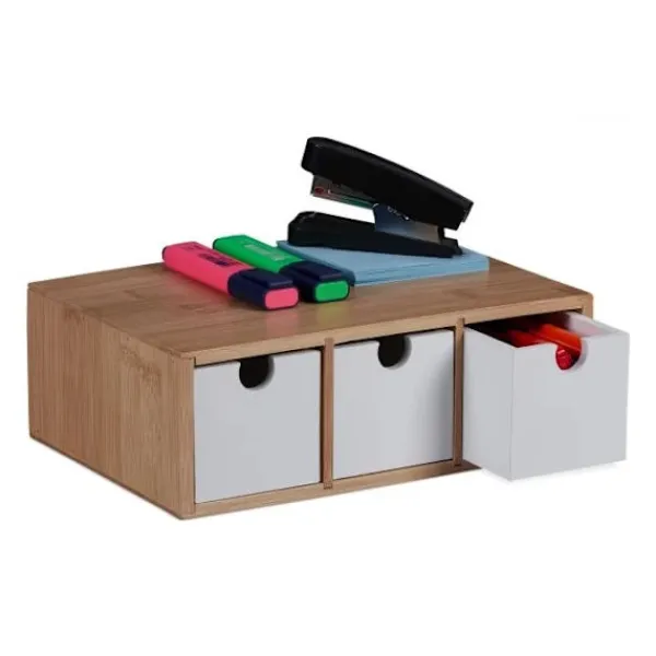 Kontorsmöbler>/EA/Lådbox i bambu & MDF med 3 fack