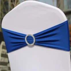 Stolar>Elastisk stolshuvudband med spänne, för bröllop, stolsrosett i Lycra, polyester och spandex.,Bao blå, 10 st
