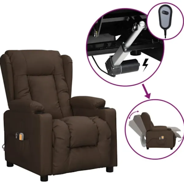vidaXL Fåtöljer>Elektrisk massagefåtölj brun konstläder