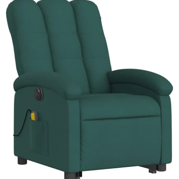 vidaXL Fåtöljer>Elektrisk massagefåtölj med uppresningshjälp mörkgrön tyg