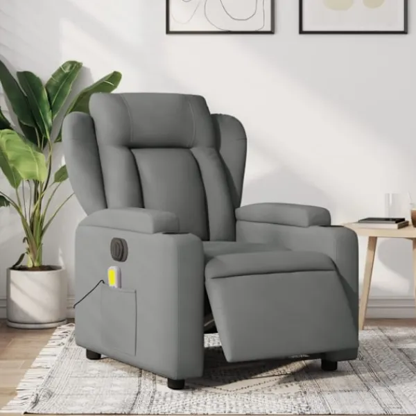vidaXL Fåtöljer>Elektrisk massagefåtölj mörkgrå tyg
