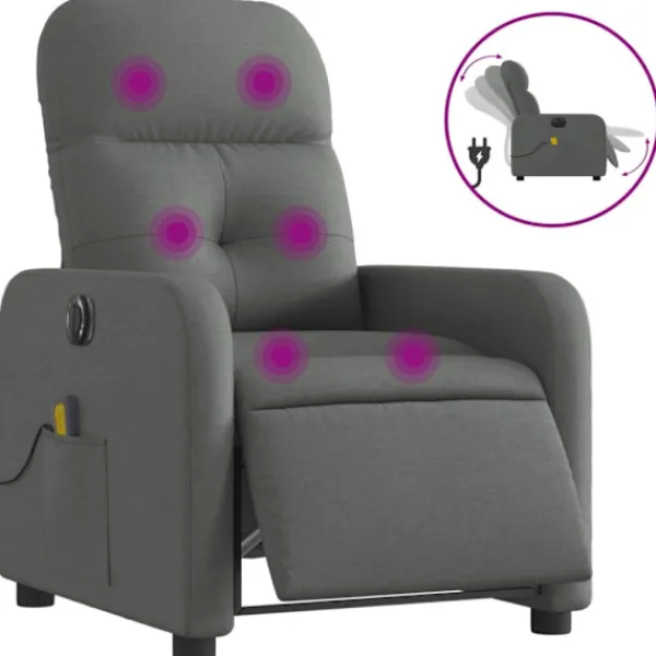 vidaXL Fåtöljer>Elektrisk massagefåtölj mörkgrå tyg