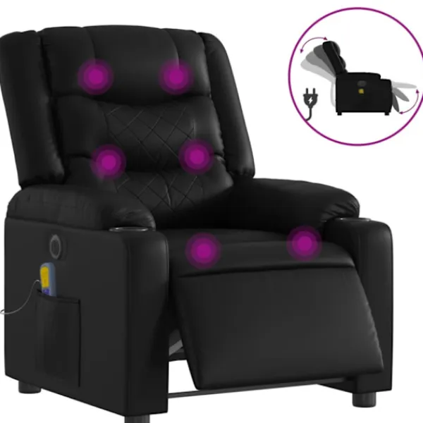 vidaXL Fåtöljer>Elektrisk massagefåtölj svart konstläder