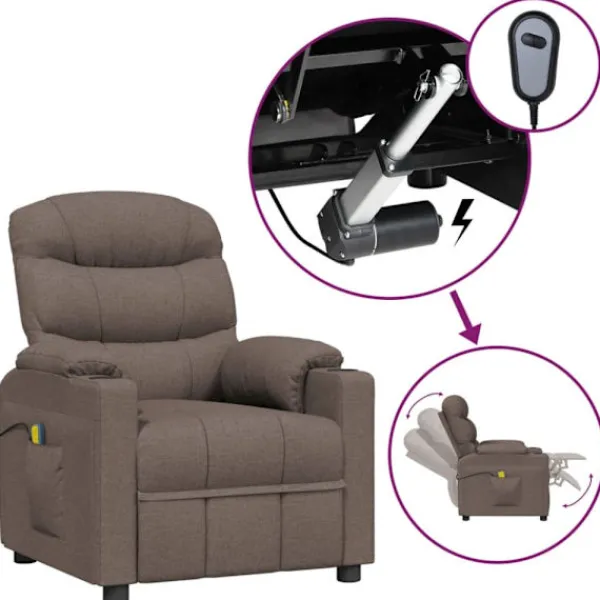 vidaXL Fåtöljer>Elektrisk massagefåtölj taupe tyg
