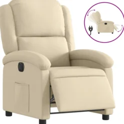 vidaXL Fåtöljer>Elektrisk reclinerfåtölj gräddvit tyg