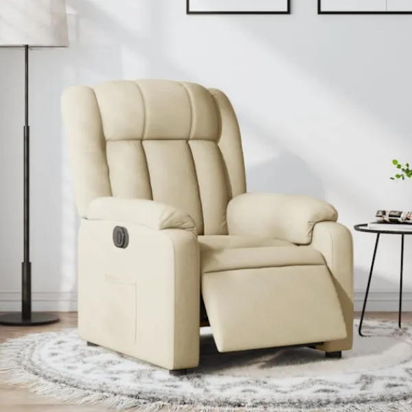 vidaXL Fåtöljer>Elektrisk reclinerfåtölj gräddvit tyg