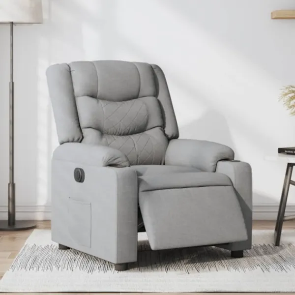 vidaXL Fåtöljer>Elektrisk reclinerfåtölj ljusgrå tyg