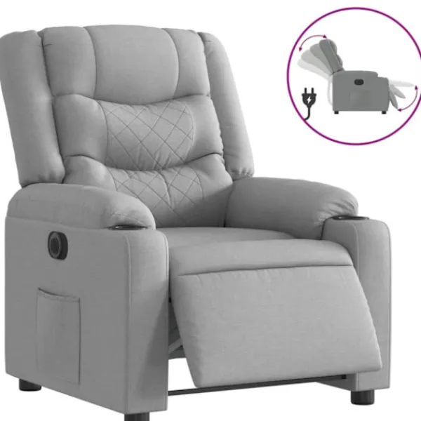 vidaXL Fåtöljer>Elektrisk reclinerfåtölj ljusgrå tyg