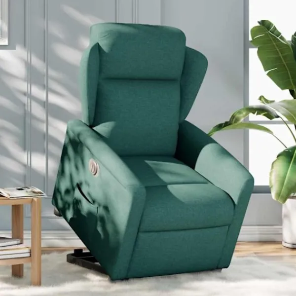 vidaXL Fåtöljer>Elektrisk reclinerfåtölj med uppresningshjälp mörkgrön tyg