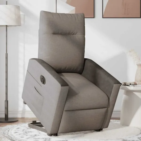 vidaXL Fåtöljer>Elektrisk reclinerfåtölj med uppresningshjälp taupe tyg