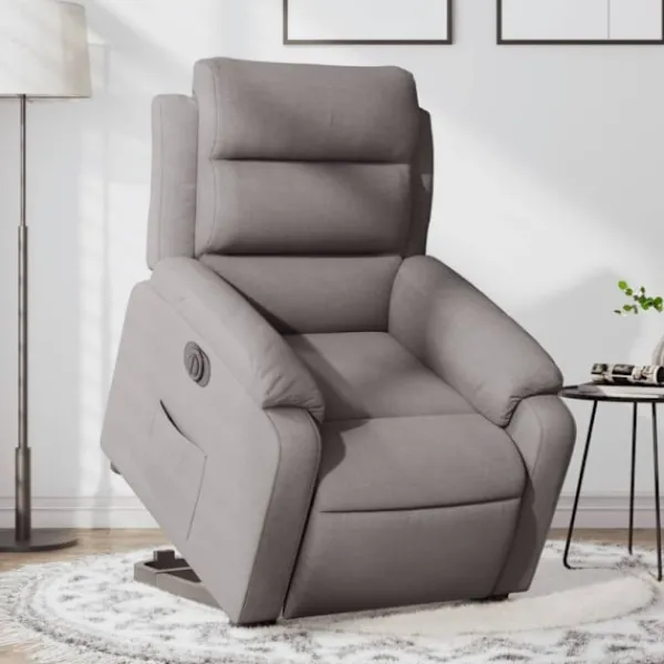 vidaXL Fåtöljer>Elektrisk reclinerfåtölj med uppresningshjälp taupe tyg