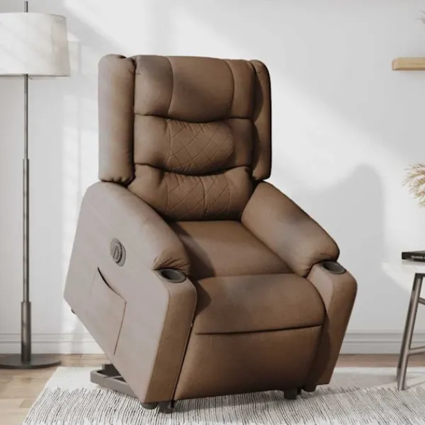vidaXL Fåtöljer>Elektrisk reclinerfåtölj med uppresningshjälp brun tyg