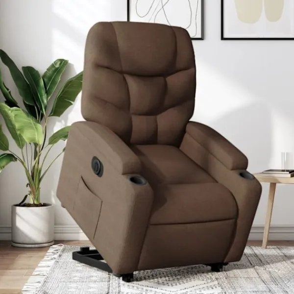 vidaXL Fåtöljer>Elektrisk reclinerfåtölj med uppresningshjälp brun tyg