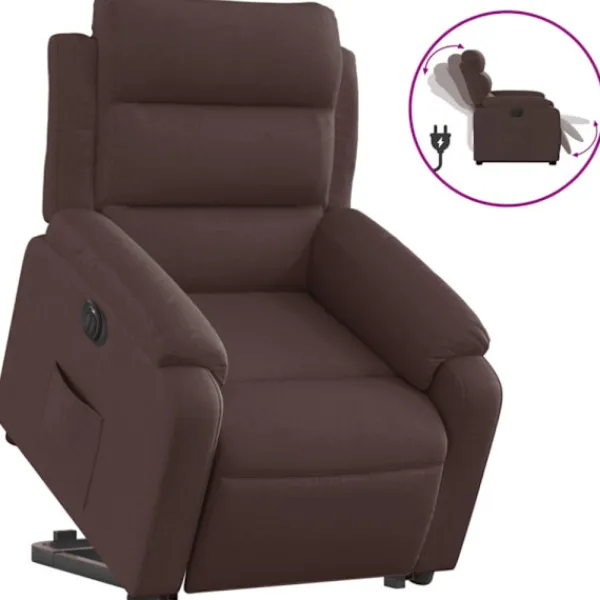 vidaXL Fåtöljer>Elektrisk reclinerfåtölj med uppresningshjälp brun tyg