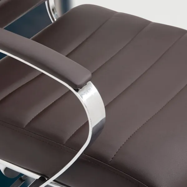 BellaFurn Kontorsmöbler>Ergonomisk kontorsstol, kontorsstol - Justerbar komfort, Chrome -look -ram | Material: Artificial Leather Color: Brown