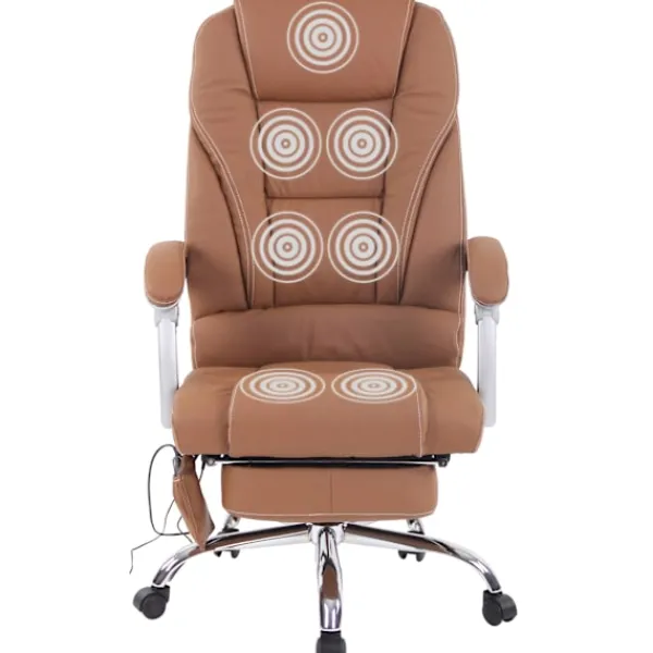 BellaFurn Kontorsmöbler>Ergonomisk massagestol - lyxkontorstol - med massagefunktion och justerbart fotstöd | Färg: ljusbrun