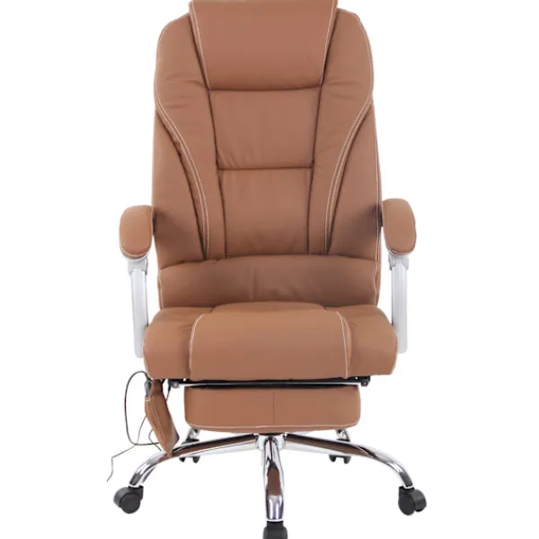 BellaFurn Kontorsmöbler>Ergonomisk massagestol - lyxkontorstol - med massagefunktion och justerbart fotstöd | Färg: ljusbrun