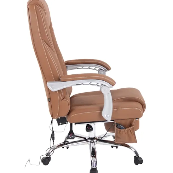 BellaFurn Kontorsmöbler>Ergonomisk massagestol - lyxkontorstol - med massagefunktion och justerbart fotstöd | Färg: ljusbrun
