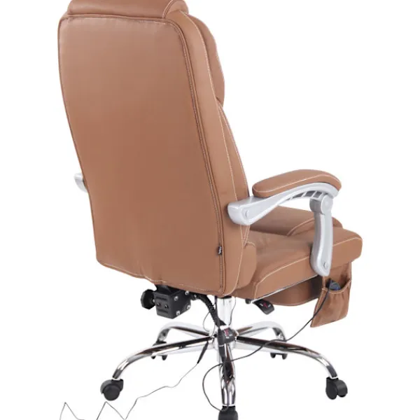 BellaFurn Kontorsmöbler>Ergonomisk massagestol - lyxkontorstol - med massagefunktion och justerbart fotstöd | Färg: ljusbrun