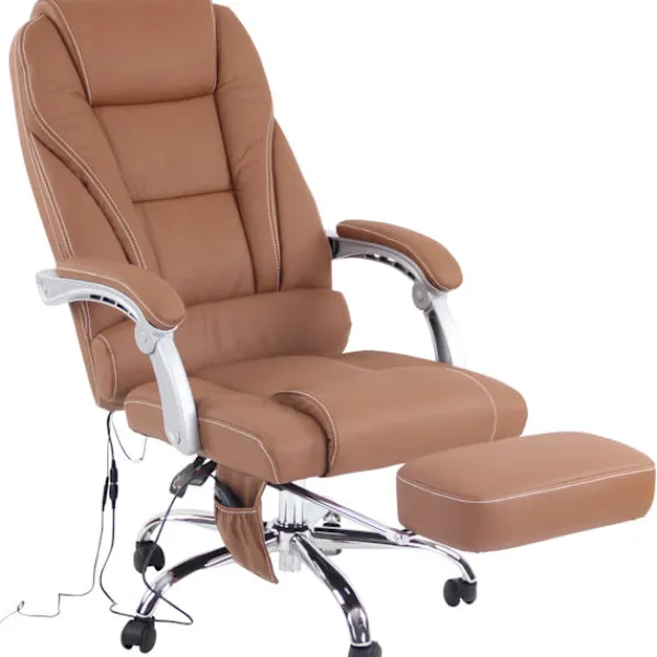 BellaFurn Kontorsmöbler>Ergonomisk massagestol - lyxkontorstol - med massagefunktion och justerbart fotstöd | Färg: ljusbrun